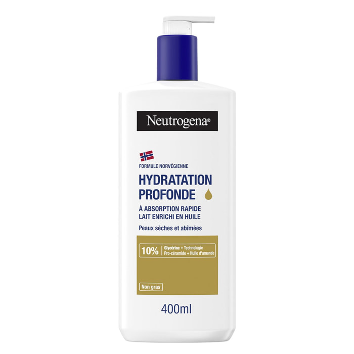 Hydratation Profonde 72h - NEUTROGENA® Lait Corps Enrichi en Huile 400 ml