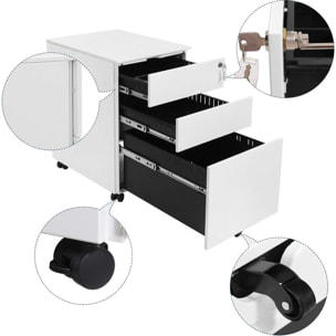Cassettiera per documenti OFC60WT in acciaio bianco con ruote