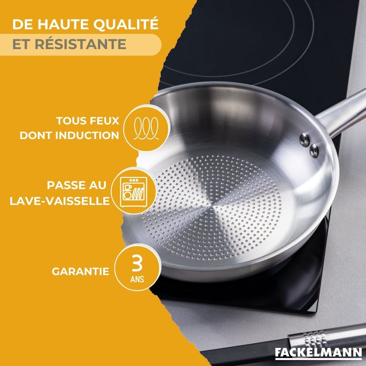Poêle en inox 18/8 Fackelmann Ovalgriff