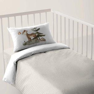 Cool Kids - Funda Nórdica Estampada - Reversible - Infantil - Cierre Solapa - 100% Algodón - Incluye 1 Funda de Almohada - Cuna/Maxicuna - Woodland