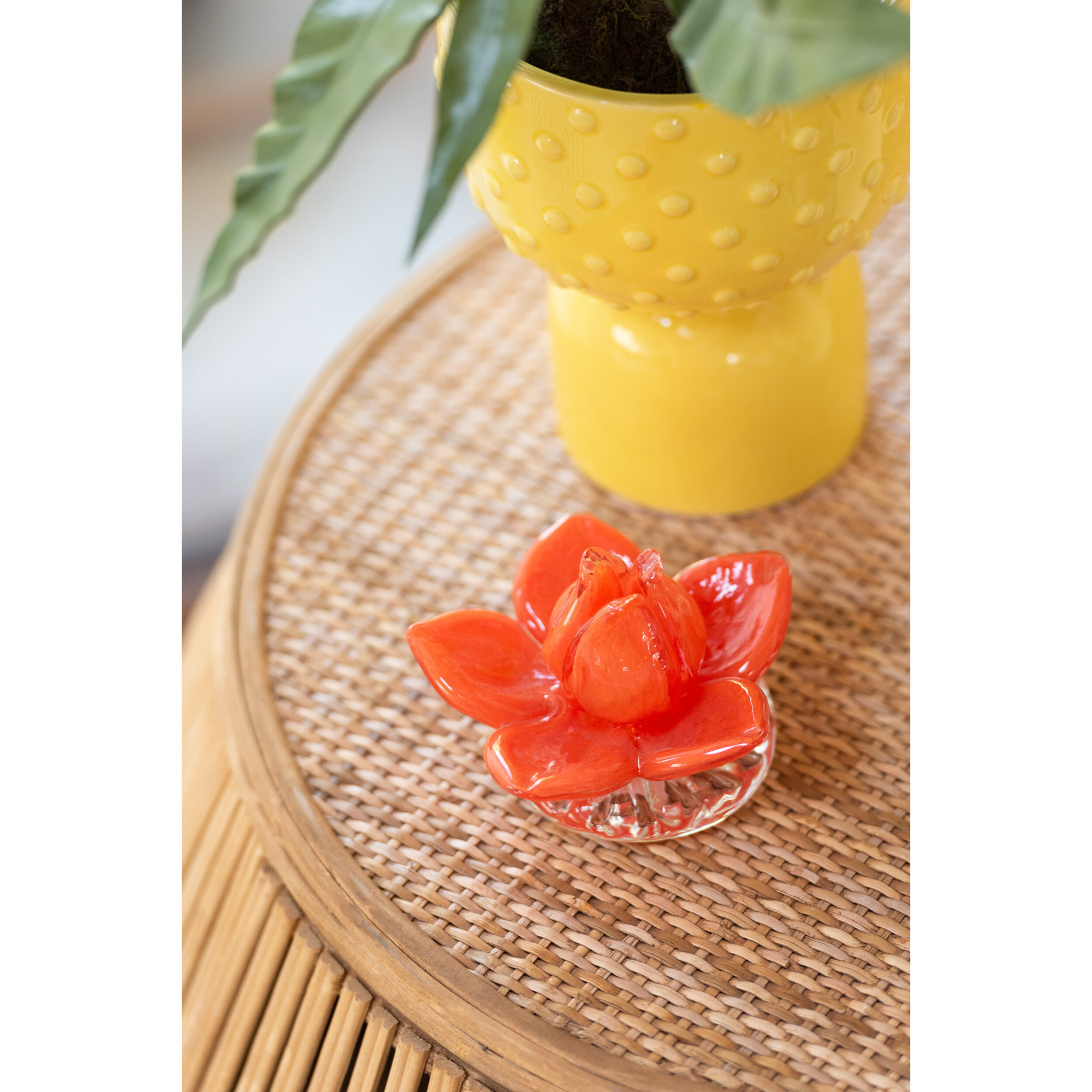 J-Line Fleurs Verre Rouge/Jaune/Orange Assortiment De 3