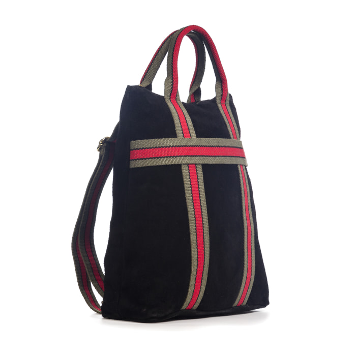 Venusta Bolso mochila Mujer.Piel auténtica Gamuza  Lona Premium Estampado