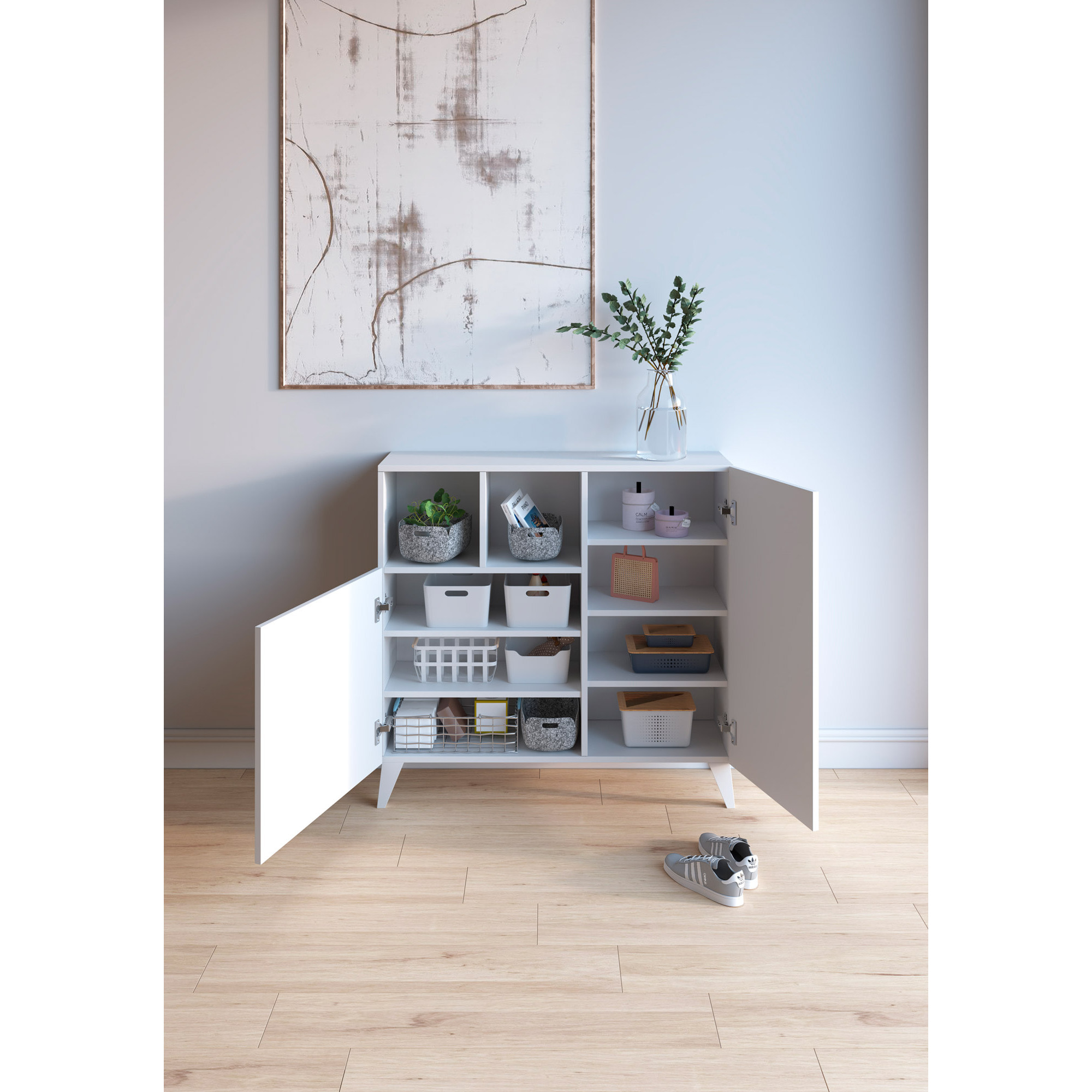 Zapatero Oslo melamina blanco 87x90x27 cm