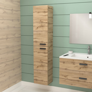 Meuble Colonne de salle de bains en mélaminé décor bois 30x25x150cm - BOX-IN