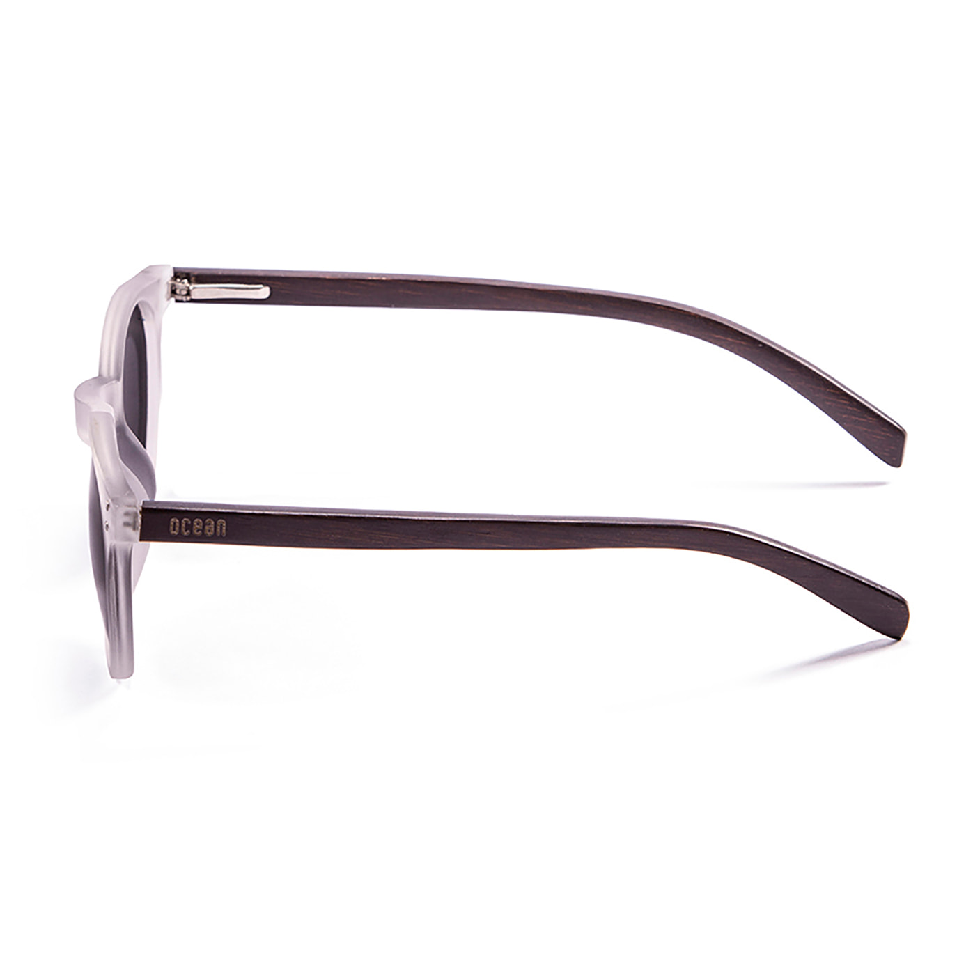 Gafas de sol OCEAN LIZARD WOOD - De brazo marrón bambú con montura transparente blanco / Ahumada