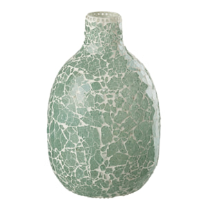 J-Line Vase Mosaique Rond Verre Vert/Blanc Medium