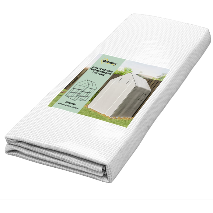 Plástico Invernadero, 140x143x190 cm, Cubierta de Repuesto para Invernadero de Polietileno con Ventana, Puerta Enrollable, Anti-UV, para Huerto, Plantas, Agricultura, Jardín, Blanco