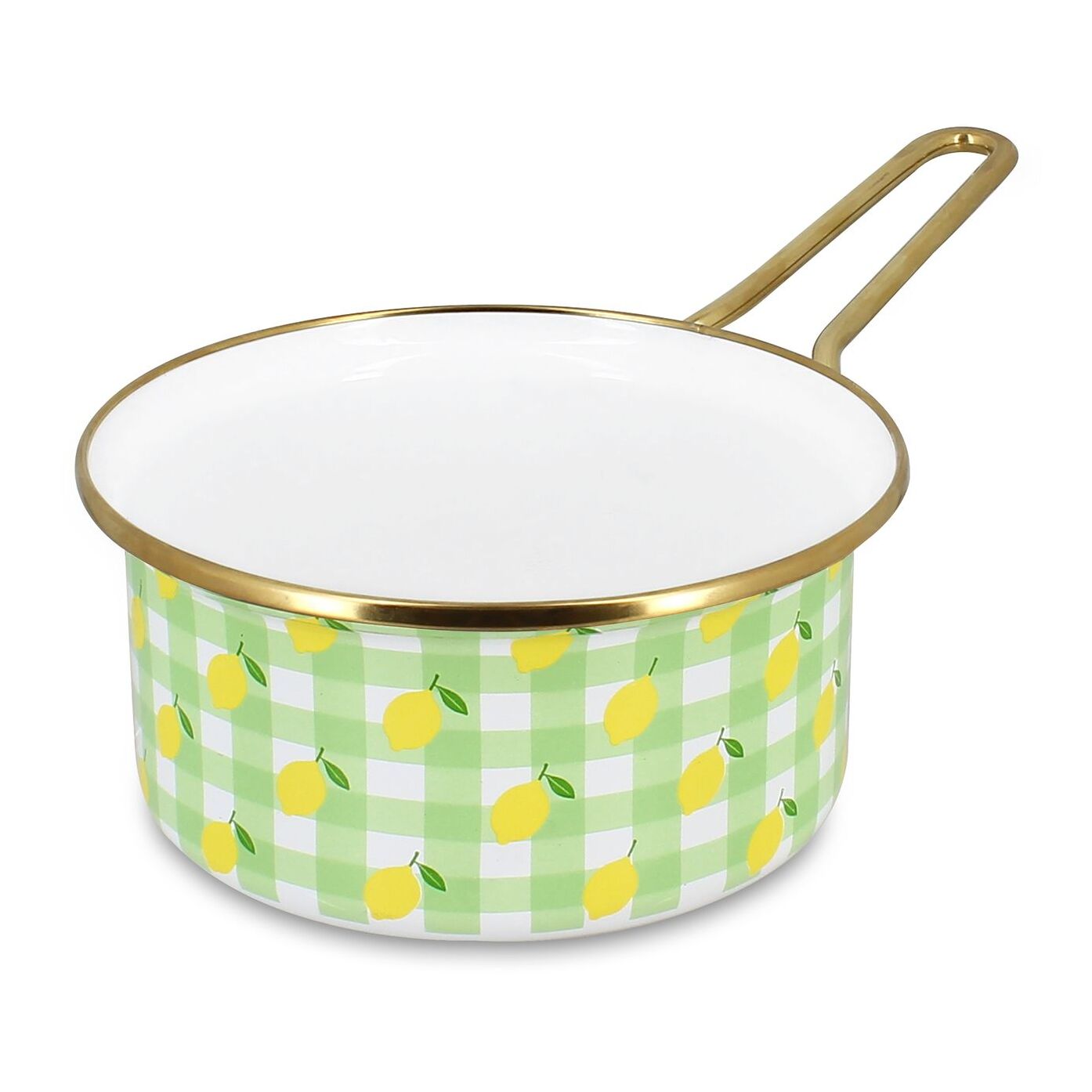 Casserole 16cm en acier émaillé avec motif citron - tous feux VICHY