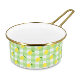 Casserole 16cm en acier émaillé avec motif citron - tous feux VICHY