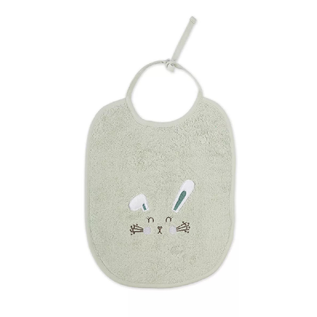 Bavoir enfant pur coton 420 g/m² brodé vert Petit lapin vert d'eau