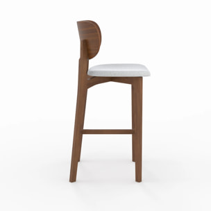 Lot de 2 chaises pour îlot central 66 cm en bois et tissu gris clair - Aria