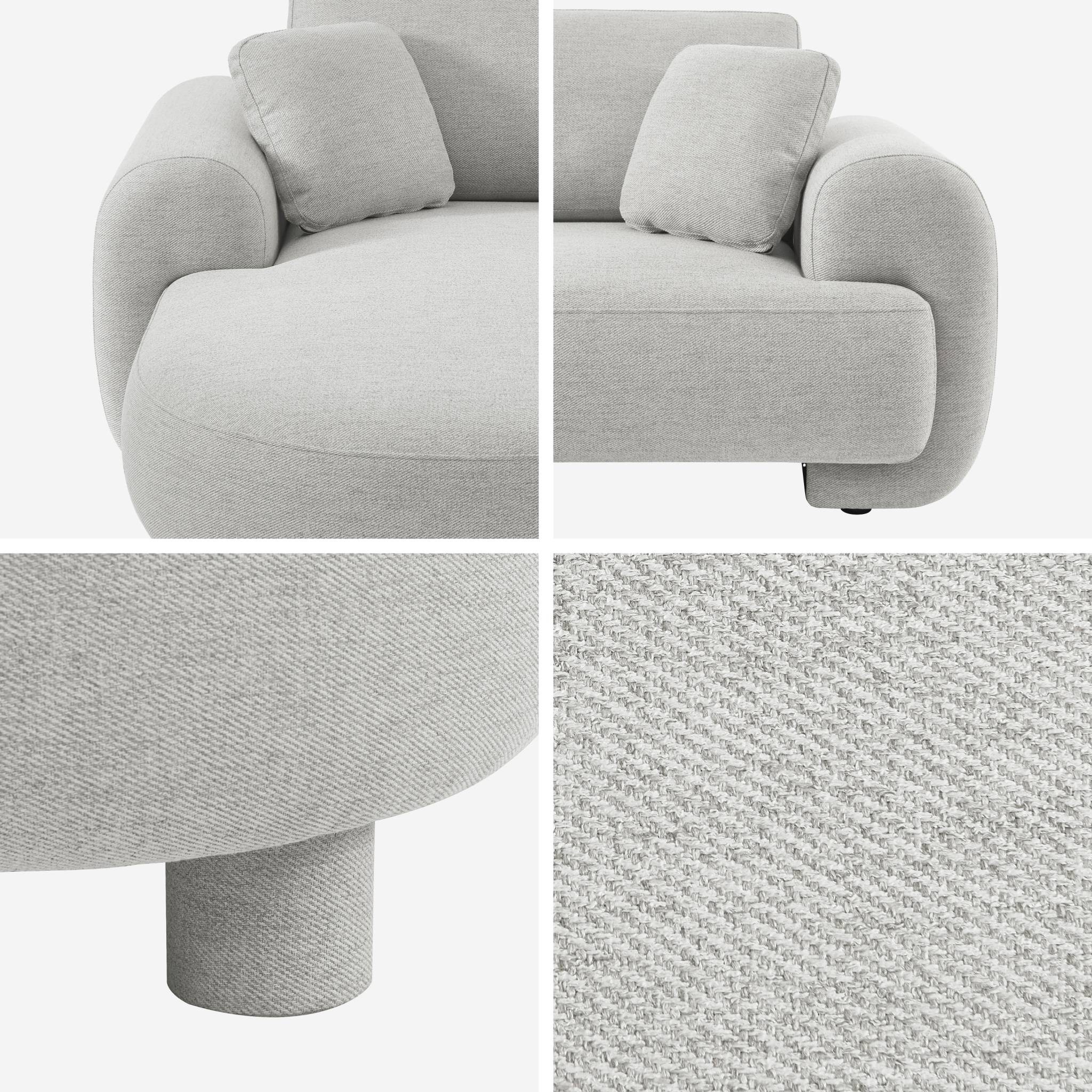 Canapé d'angle gauche 3 places tissu gris clair. pieds ronds L 231 x P 160 / 88 cm - Zenio