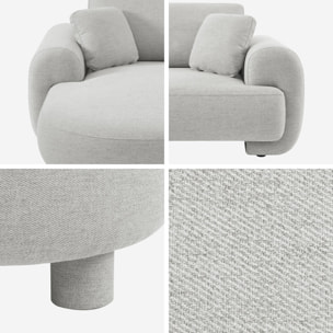 Canapé d'angle gauche 3 places tissu gris clair. pieds ronds L 231 x P 160 / 88 cm - Zenio