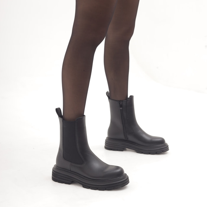 STIVALETTO ELASTICO E ZIP NERO