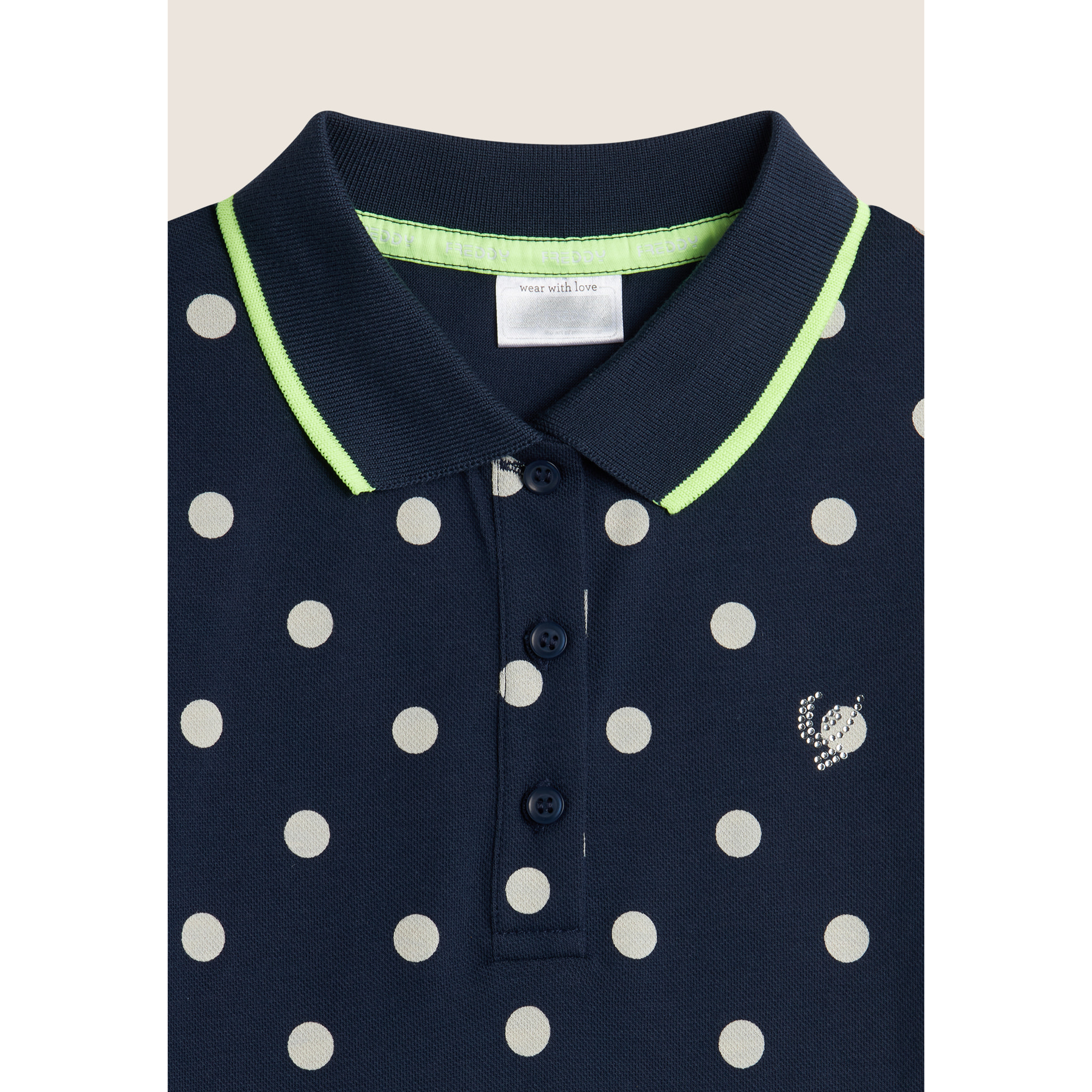 Abito Bambina Stile Polo in Tessuto Piquet a Pois