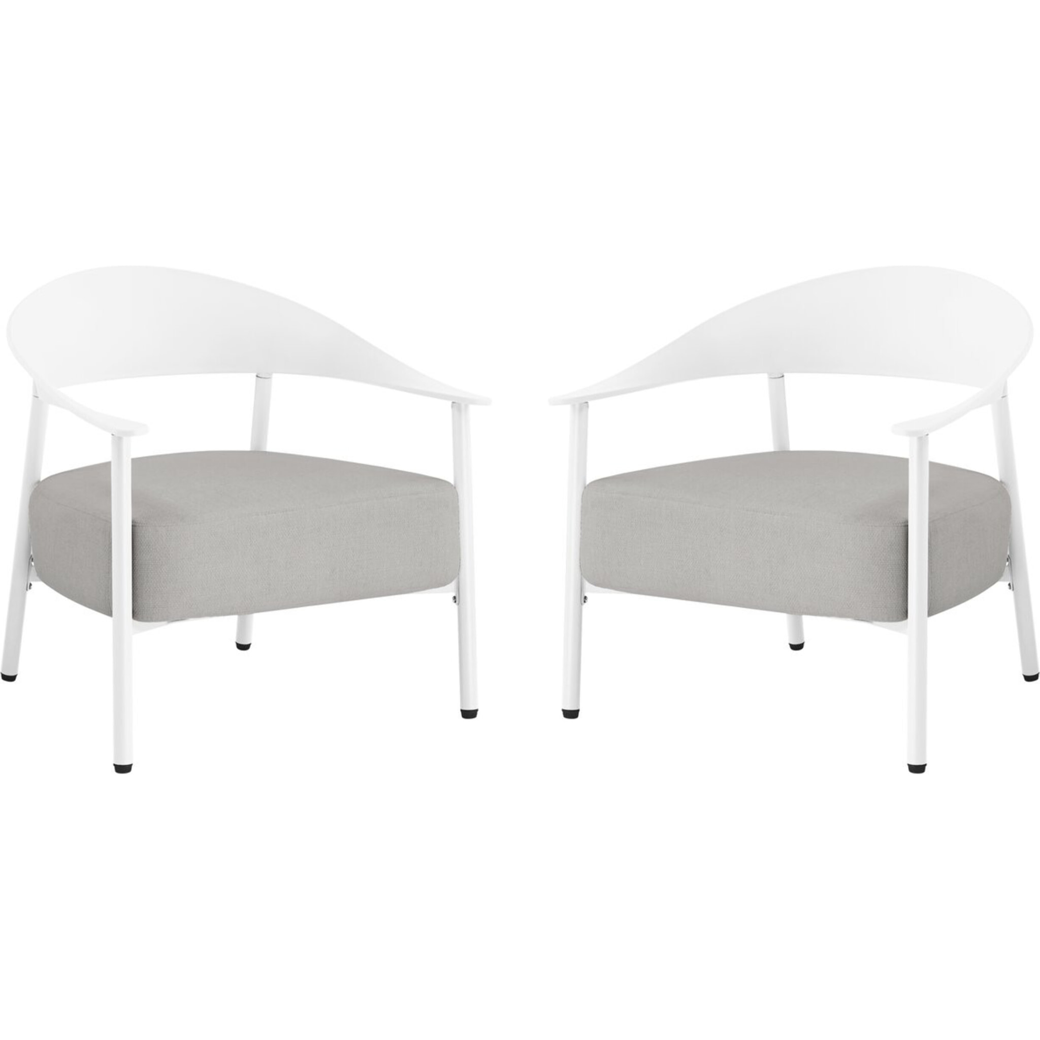 Lot de 2 fauteuils de jardin en plastique et en métal "Céora" - Blanc