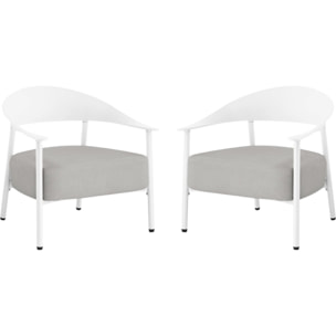 Lot de 2 fauteuils de jardin en plastique et en métal "Céora" - Blanc