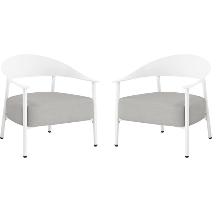 Lot de 2 fauteuils de jardin en plastique et en métal "Céora" - Blanc