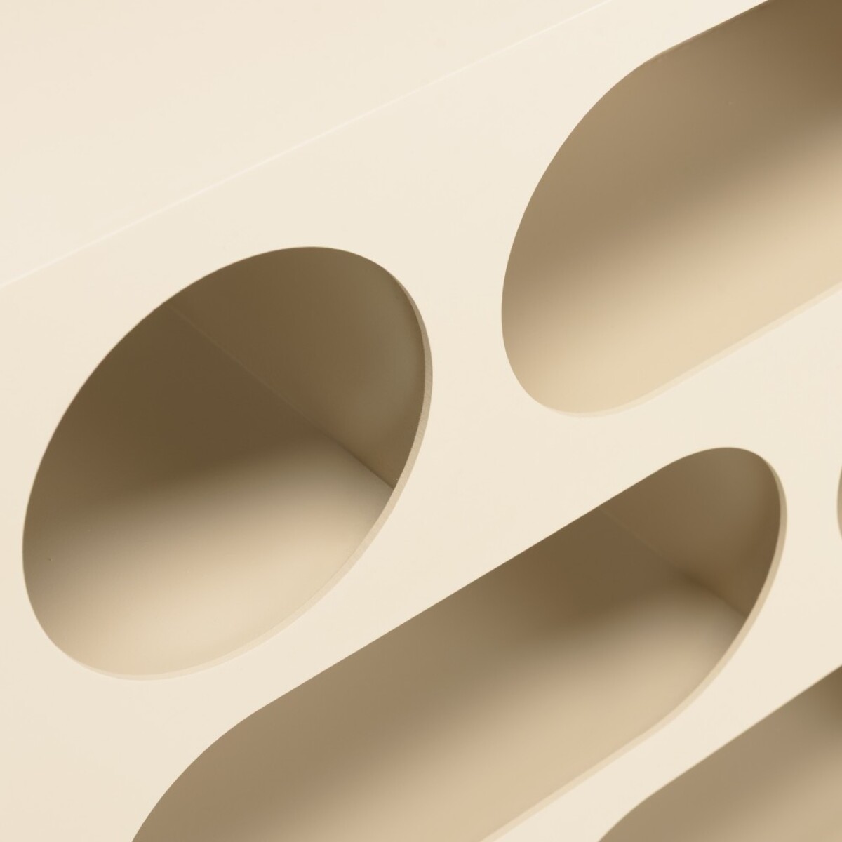 AGATHE - Buffet 70x23cm 6 niches en bois peint beige