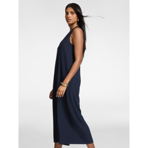 Elena Mirò - Tuta palazzo in crêpe enver satin - Blu