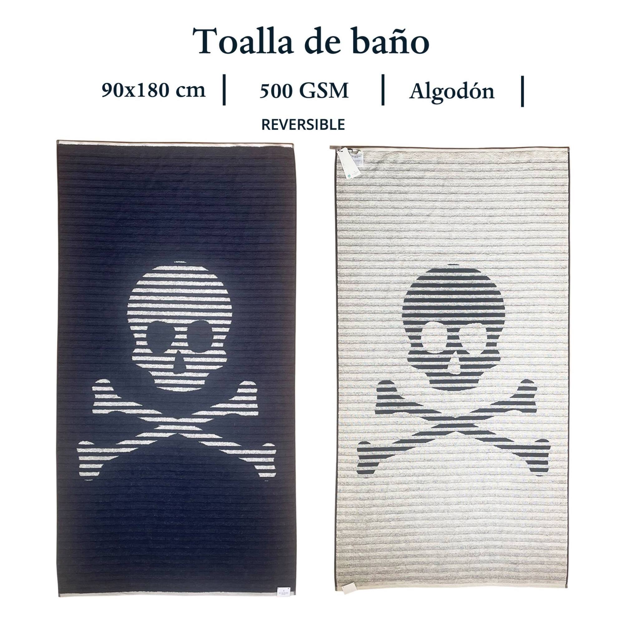Juego de 2 toallas 90x180cm 100% algodón 500gsm beige + azul marino scalpers home
