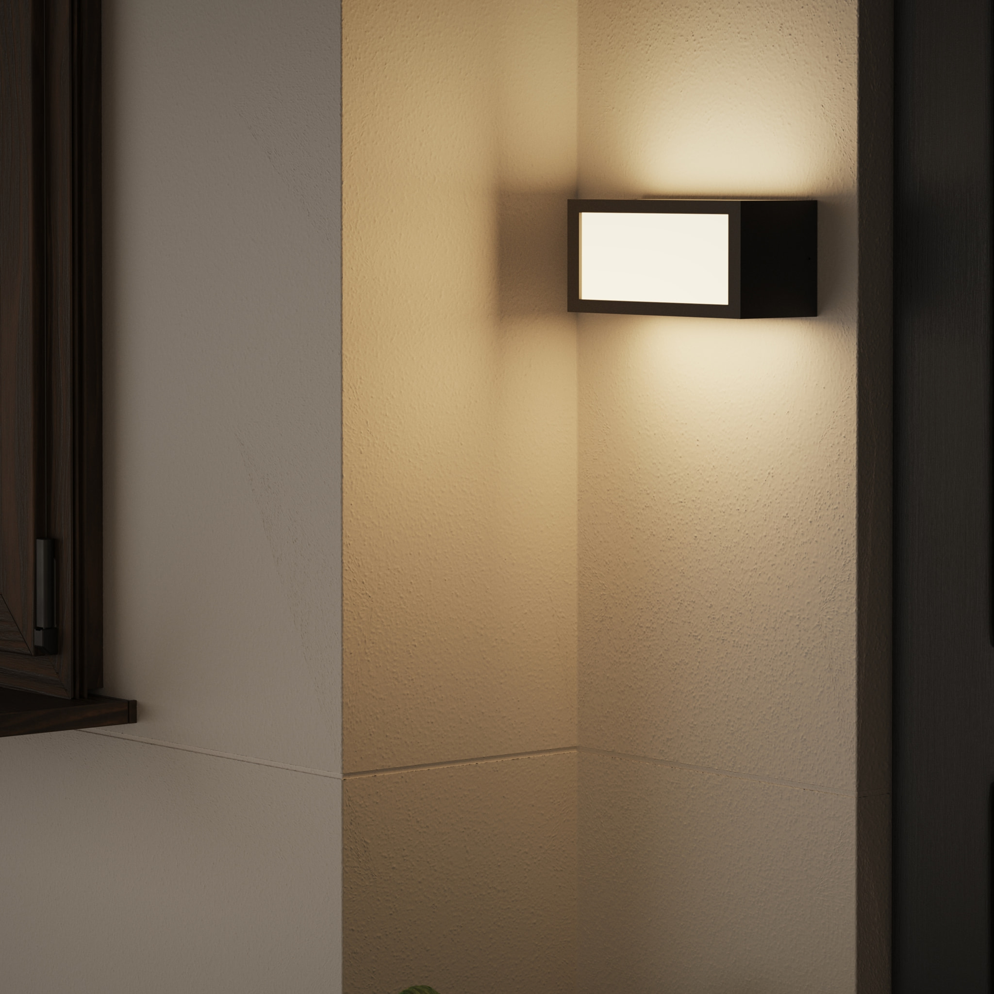 Forlight Quanta aplique exterior negro rectangular para bombilla E27