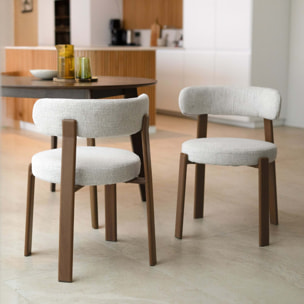 Lot de 2 chaises en tissu texturé greige, pieds en métal - Aura