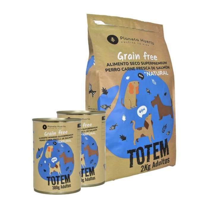 PLANETA HUERTO | Pienso Natural Grain Free Superpremium para Perros Adultos con Salmón Fresco y Hortalizas, 2 kg - Sin Cereales, Sin Gluten