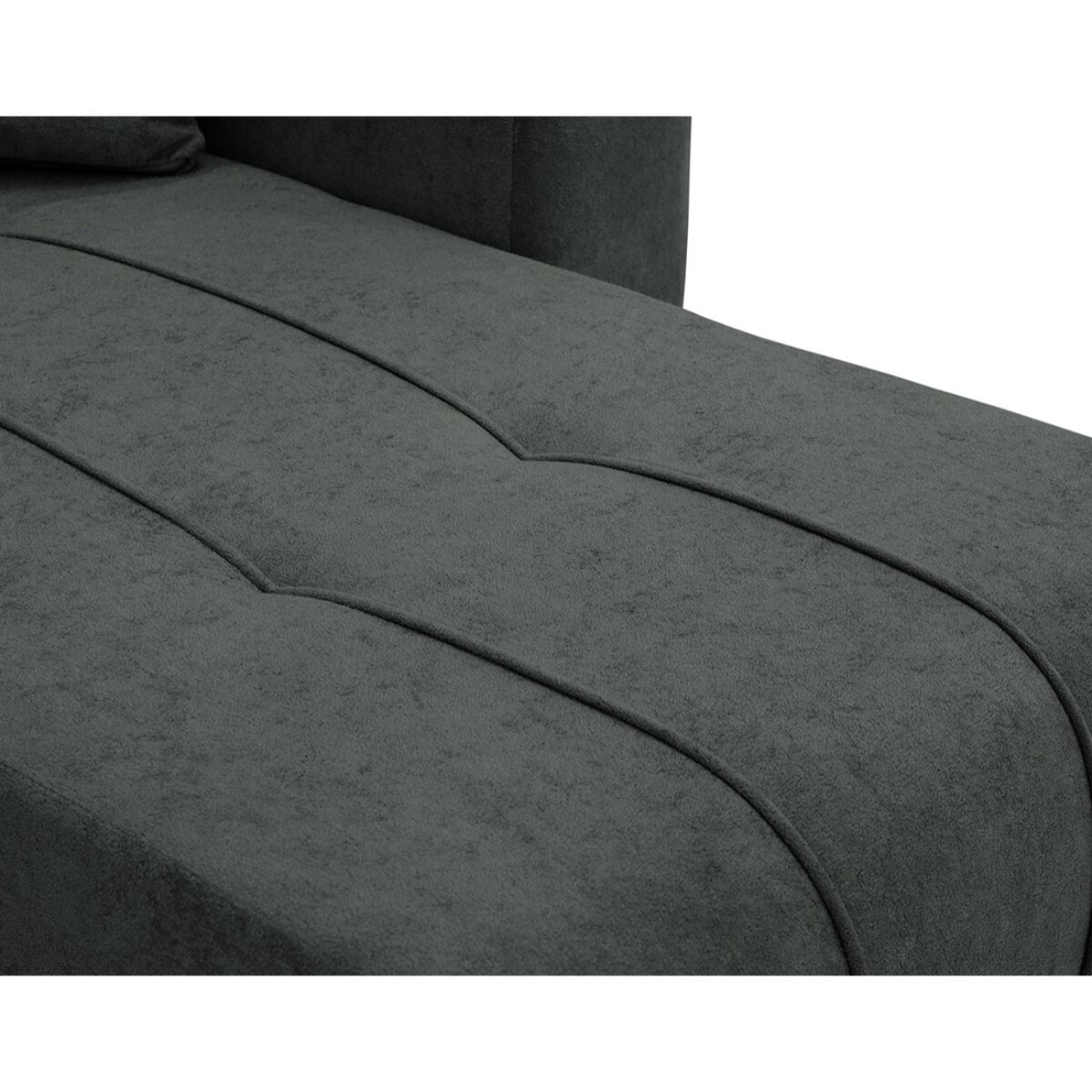 Nicole - Canapé panoramique en U 7 places convertible avec coffre en tissu - Gris Anthracite