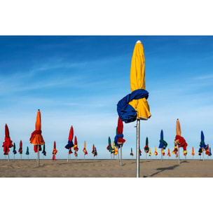 Tableau plage les parapluies de deauville  Toile imprimée