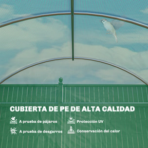 Invernadero de Exterior 6x3x2 m, Invernadero de Túnel con Puerta con Bisagras, Ventanas de Malla, Cubierta PE 140g/m² y Marco de Acero Galvanizado, Anti-UV, Impermeable, para Cultivos, Verde