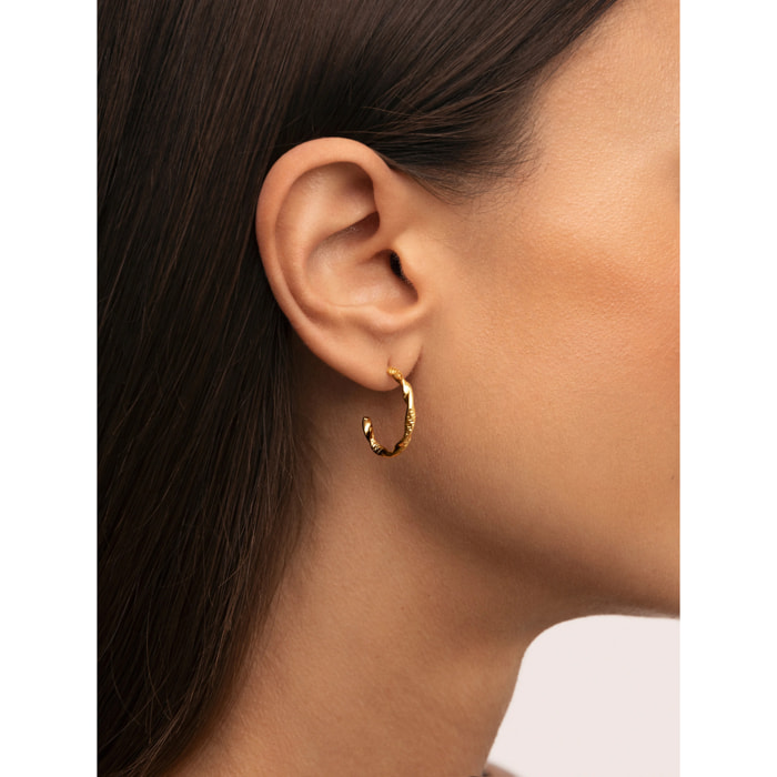 Pendientes Aro Tressia Organic Acero Baño Oro
