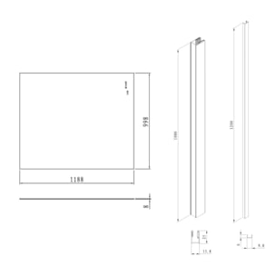 Pare-muret 120x100cm Paroi en verre Crystal Glass® 8 mm anticalcaire, avec bras et profilés noir mat (SATBWIS120PRC)