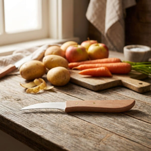 Couteau de cuisine éplucheur manche en bois 16 cm Nirosta