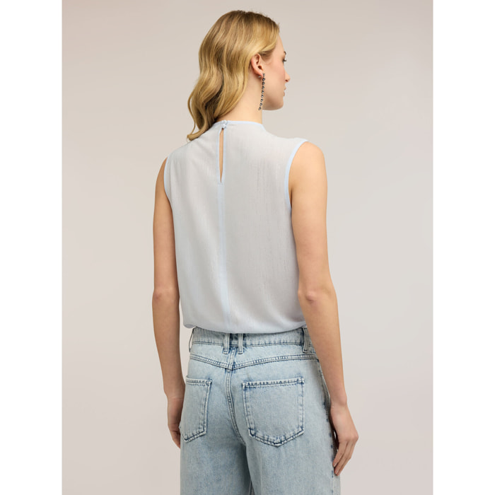 Motivi - Blusa body in georgette fil coupé - Azzurro