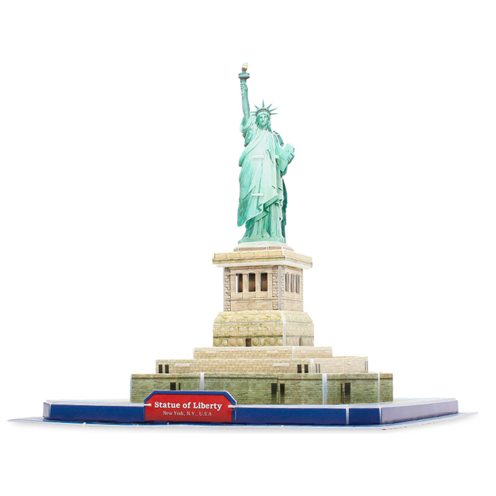 Puzzle 3D della Statua della Libertà a New York. Contiene 32 pezzi che puoi assemblare senza bisogno di attrezzi o colla. Raccomandato per bambini oltre 3 anni.