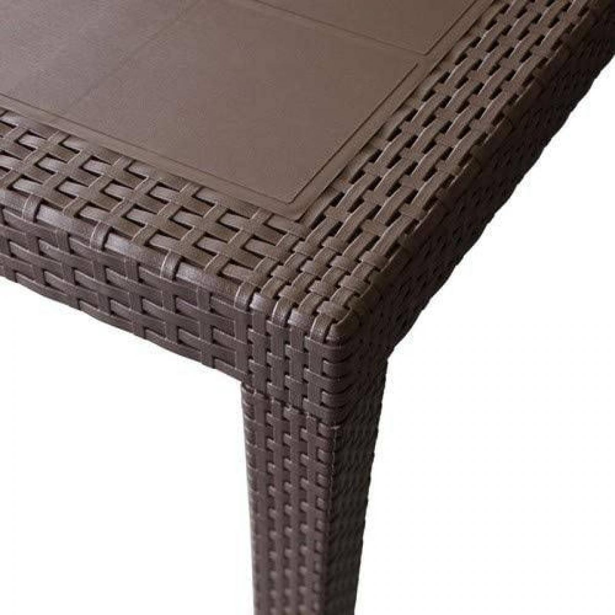 Tavolo da esterno Roma, Tavolo rettangolare allungabile da pranzo, Tavolo da giardino estensibile effetto rattan, 100% Made in Italy, Cm 150x90h72, Marrone