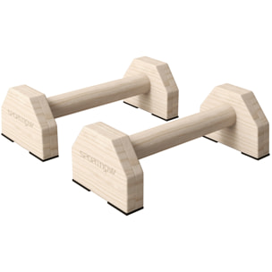 Lot de 2 poignées pour pompe - push-up bars antidérapantes - bois de hêtre