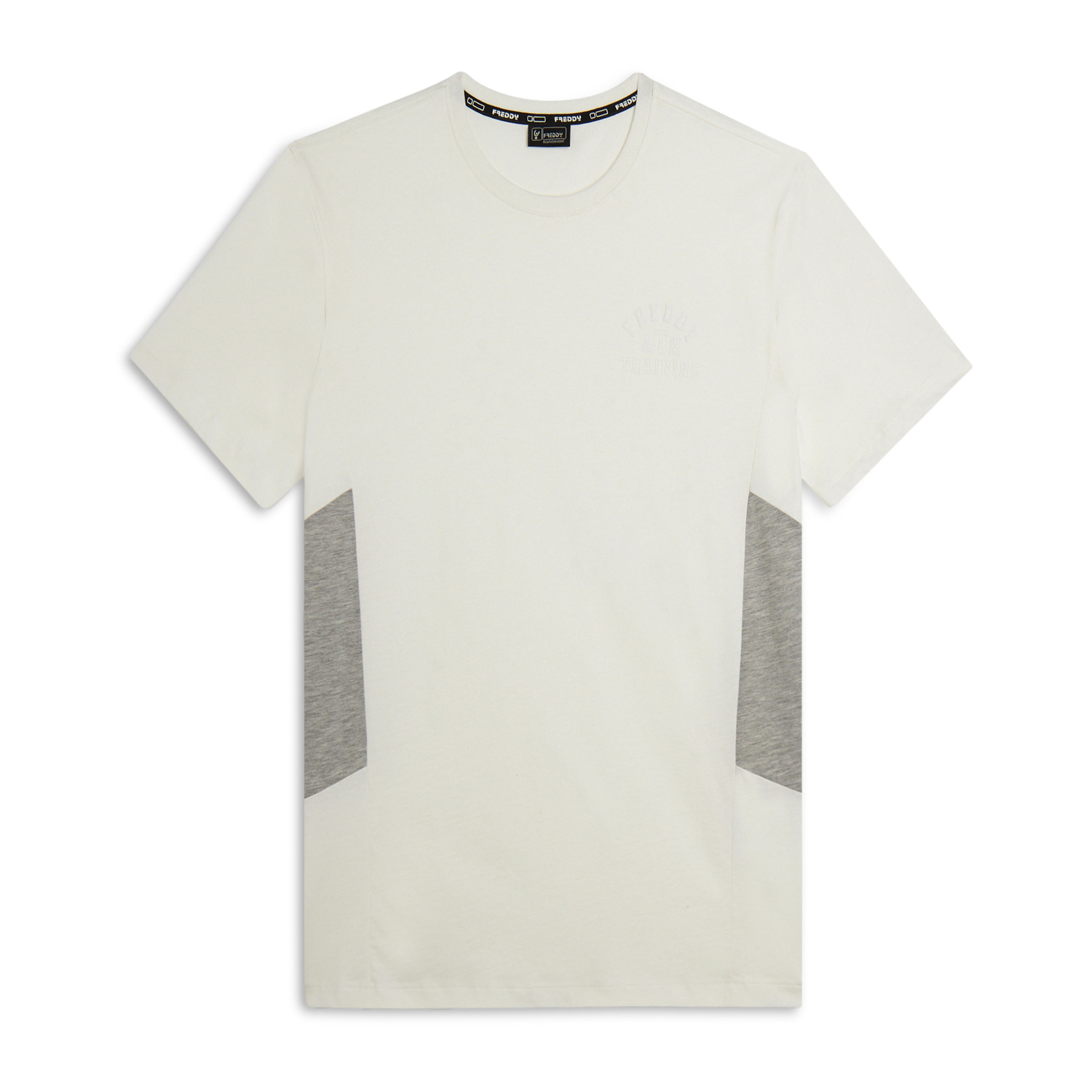 T-shirt con piccola stampa college e inserti mélange