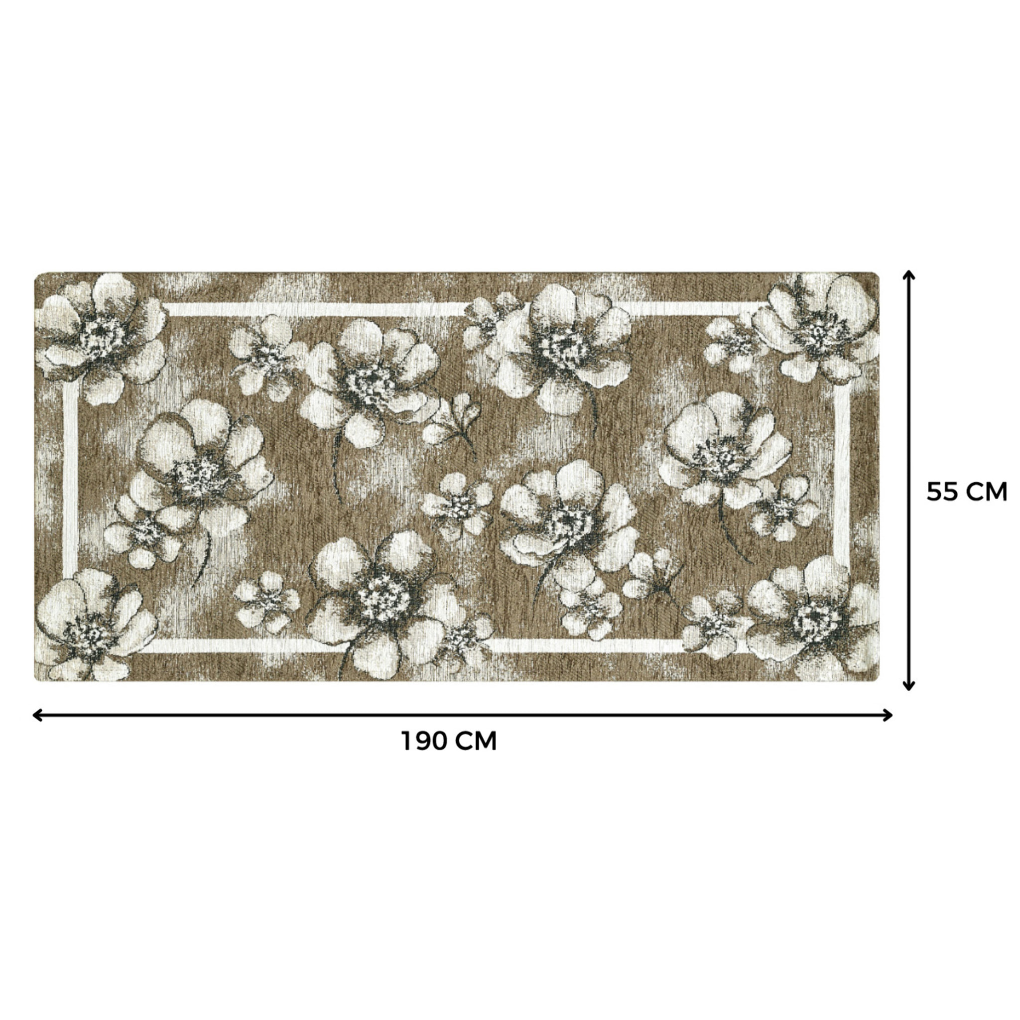 Tappeto Jacquard Ideale Cucina Ingresso Made In Italy Antiscivolo, Lavabile, Morbido Disegno Emily Fango By Suardi