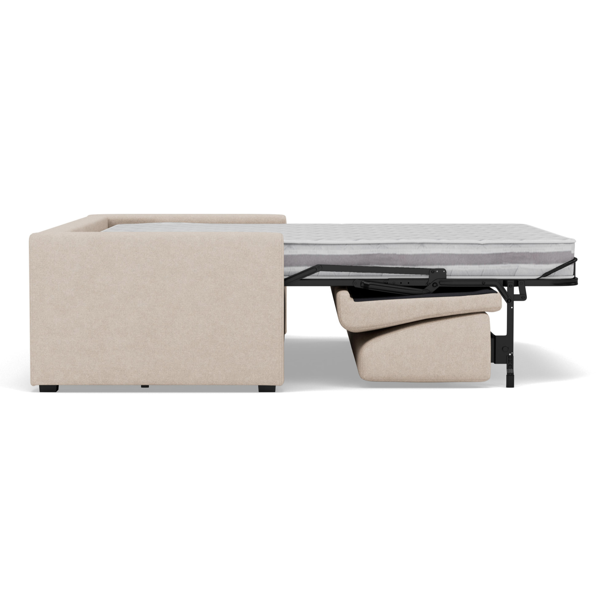 Julia - canapé 3 places convertible couchage quotidien matelas 18 cm en tissu - Beige