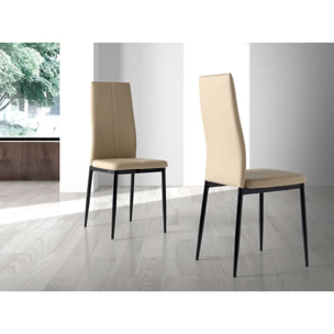 Set de 4 sillas – Polipiel capuchino y metal negro