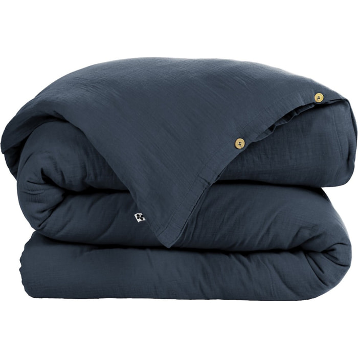 Housse de couette gaze de coton bleu