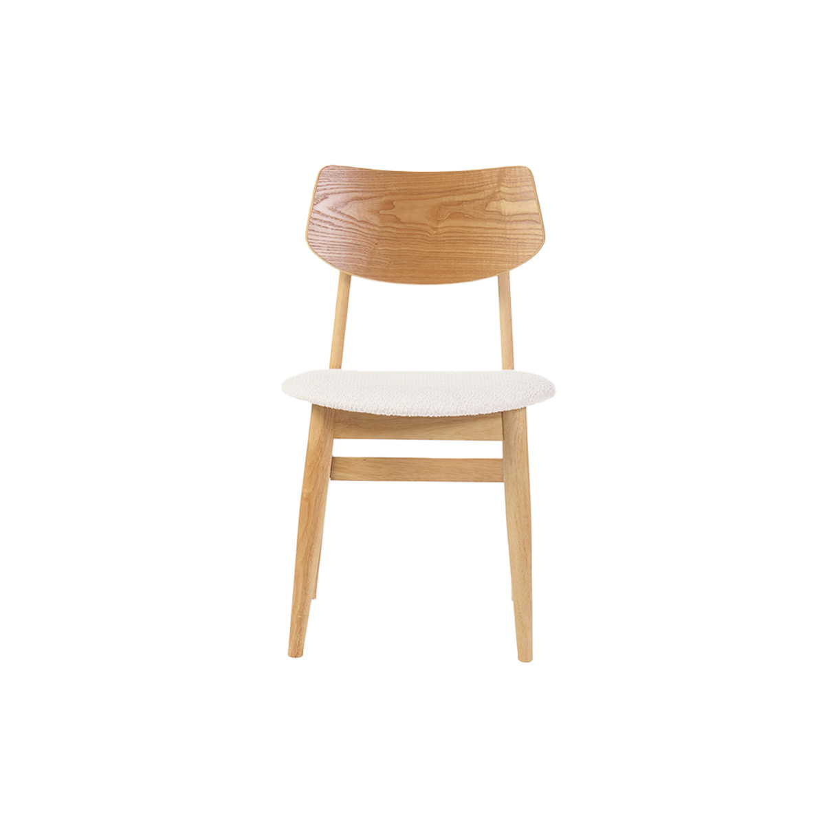 Chaises scandinaves en bois clair et tissu effet laine bouclée blanc (lot de 2) ELION