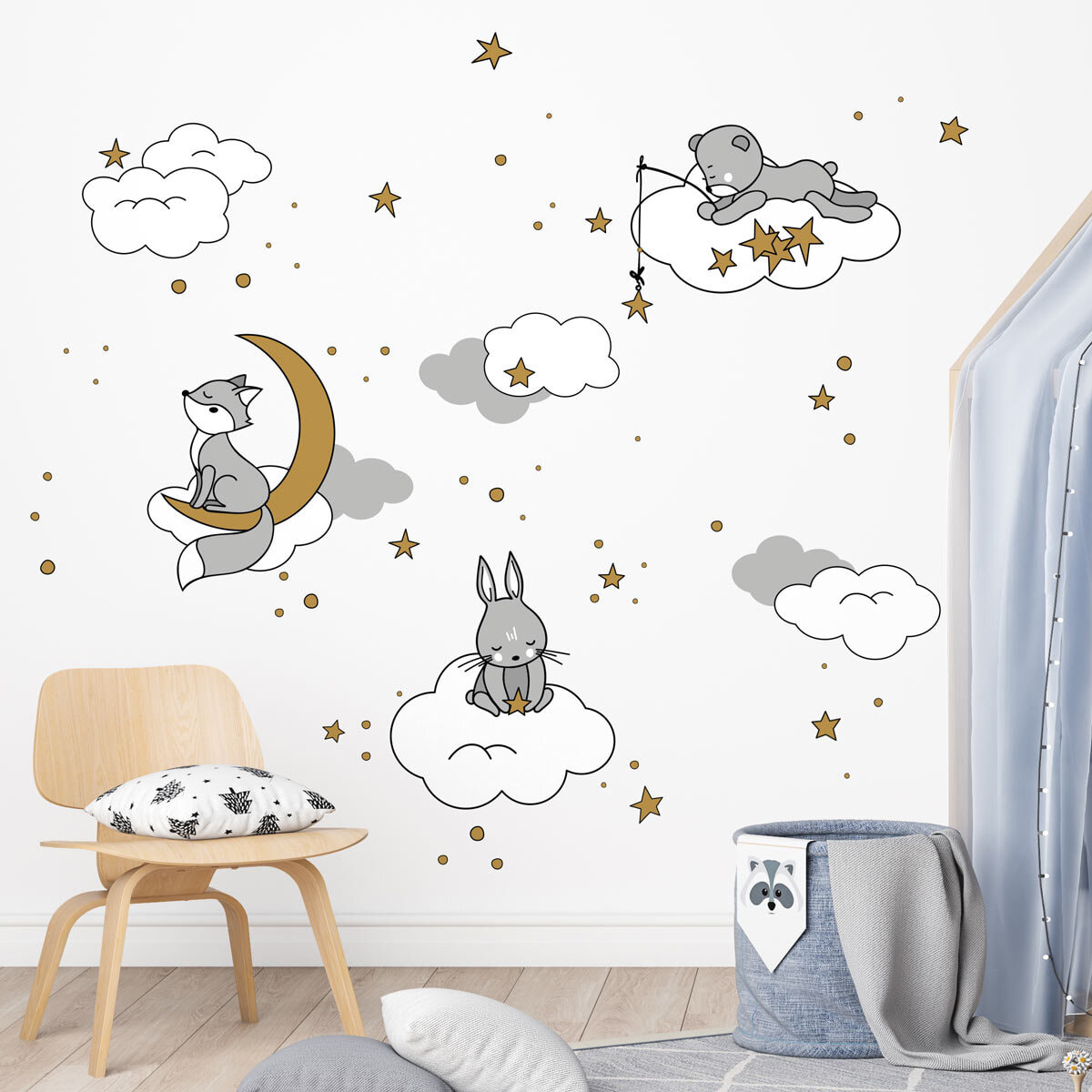Stickers muraux | Sticker Mural Autocollant - ANIMAUX RÊVEURS SOUS LES ÉTOILES - Stickers adhésifs