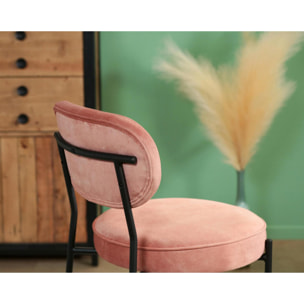 Lot de 2 tabourets de bar velours rose FLORENCE