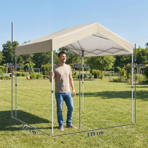 Carpa Plegable 2,4x2,4 m, Pop-up, Cenador de Jardín con UPF50+, Bloqueo Central, Altura Ajustable, Bolsa de Transporte, Sacos Arena, Gazebo para Exterior, Beige