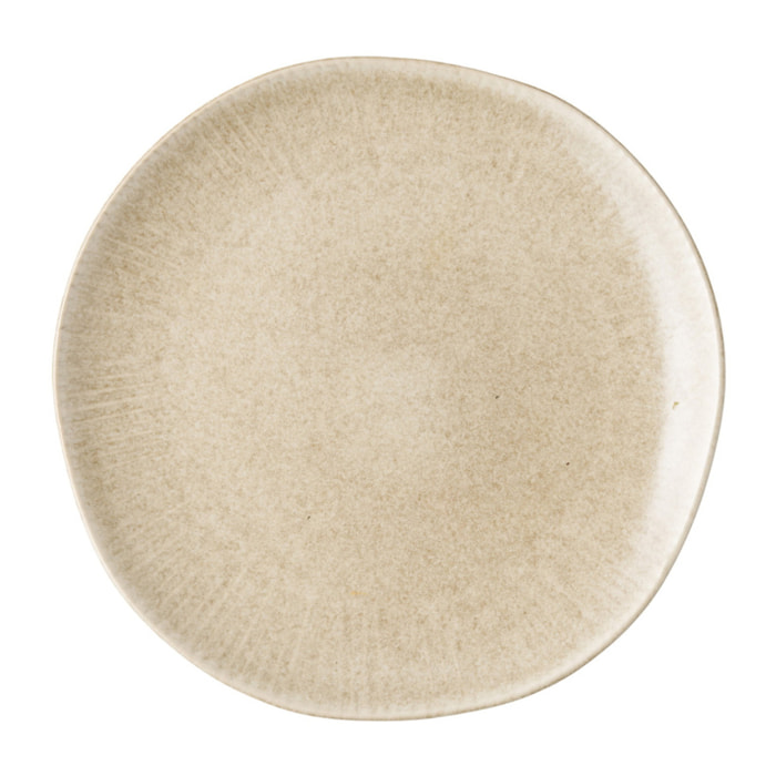 Piatto da pranzo Viola in gres beige ø21 cm — set da 4
