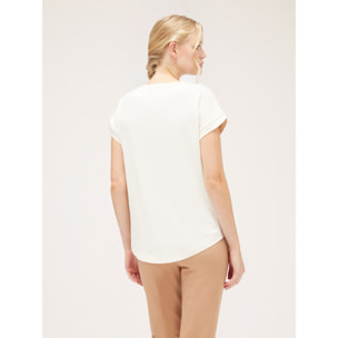 Motivi - T-shirt bimaterica - Beige