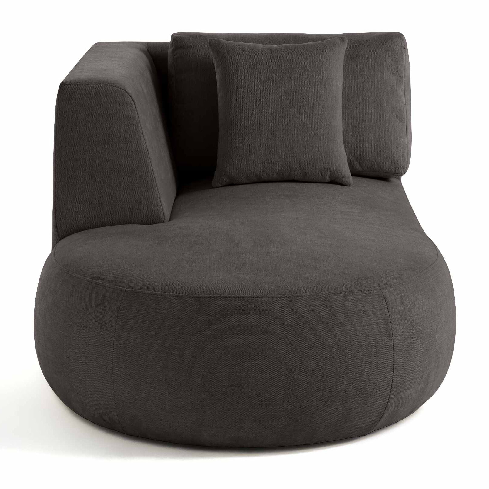 Santorini - module d'assise méridienne gauche - en tissu texturé - Gris
